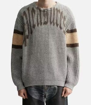 PLEASURES Sweater Mens Medium Grey Pullover Crew Chunky Knit TWITCH $170
